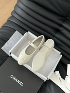 CHANEL MARY JANE SHOES IN GREY LAMBSKIN