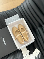 CHANEL MARY JANE SHOES IN DARK CREAM LAMBSKIN
