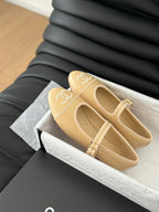 CHANEL MARY JANE SHOES IN DARK CREAM LAMBSKIN