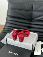 CHANEL HIGH SLINGBACK IN RUBY RED TWEED AND LAMBSKIN
