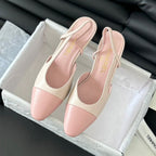 CHANEL HIGH SLINGBACK IN LIGHT PINK LAMBSKIN