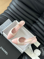 CHANEL HIGH SLINGBACK IN LIGHT PINK LAMBSKIN