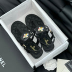 CHANEL Double C Classic One-Strap Sandals Black Lambskin