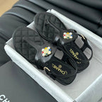 CHANEL Double C Classic One-Strap Sandals Black Lambskin
