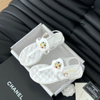 CHANEL Double C Classic One-Strap Sandals White Lambskin