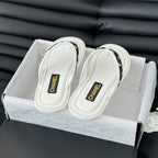 CHANEL Double C Thong Sandals Lambskin White Black