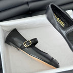 CHANEL Double C Marry Jane Shoes Black Lambskin