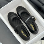 CHANEL Double C Marry Jane Shoes Black Lambskin