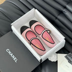 CHANEL Double C Marry Jane Shoes Light Pink Lambskin