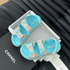 CHANEL Dad Sandals Sheepskin  Azure Blue