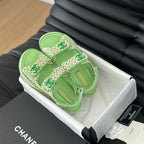 CHANEL Dad Sandals Sheepskin Light Green