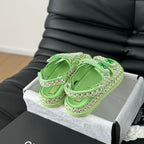 CHANEL Dad Sandals Sheepskin Light Green