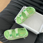 CHANEL Dad Sandals Sheepskin Light Green