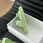 CHANEL Mule Sandals Sheepskin  Light Green
