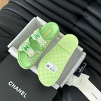 CHANEL Mule Sandals Sheepskin  Light Green