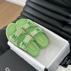 CHANEL Mule Sandals Sheepskin  Light Green