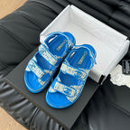 CHANEL Dad Sandals Sheepskin  Cobalt Blue