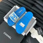 CHANEL Slippers Sheepskin Cobalt Blue