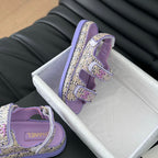 CHANEL Dad Sandals Sheepskin  Heather Purple