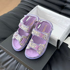 CHANEL Dad Sandals Sheepskin  Heather Purple