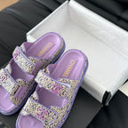CHANEL Mule Sanndals Sheepskin  Heather Purple