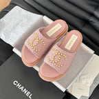 CHANEL Slippers Platform Lambskin Turkish Rose