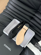CHANEL CLASSIC BALLET FLATS BLACK LAMBSKIN
