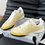 CHANEL SNEAKER IN LIGHT YELLOW MIX WHITE EMBROIDERED LAMBSKIN
