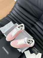 CHANEL SNEAKER IN LIGHT PINK MIX WHITE EMBROIDERED LAMBSKIN