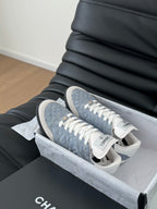 CHANEL SNEAKER IN LIGHT BLUE MIX WHITE EMBROIDERED LAMBSKIN