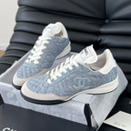 CHANEL SNEAKER IN LIGHT BLUE MIX WHITE EMBROIDERED LAMBSKIN