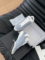 CHANEL SNEAKER IN LIGHT BLUE MIX WHITE EMBROIDERED LAMBSKIN