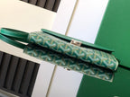 CHYPRE WALLET-POUCH 21 IN GREEN GOYARDINE CANVAS AND CALFSKIN