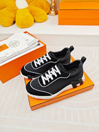 HERMES BOUNCING SNEAKERS BLACK CALFSKIN STYLIZED