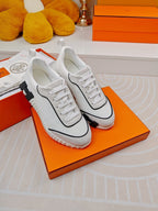HERMES BOUNCING SNEAKERS WHITE CALFSKIN STYLIZED