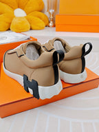 HERMES BOUNCING SNEAKERS BROWN CALFSKIN STYLIZED