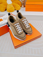 HERMES BOUNCING SNEAKERS BROWN CALFSKIN STYLIZED