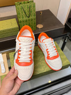GUCCI MAC80 TRAINER CREAMY WHITE AND ORANGE CALFSKIN