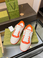 GUCCI MAC80 TRAINER CREAMY WHITE AND ORANGE CALFSKIN