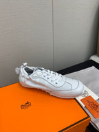 HERMES SKATEBOARD SHOES LIGHT GRAY CALFSKIN