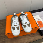 HERMES SKATEBOARD SHOES LIGHT GRAY MIX PEANUT CALFSKIN