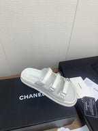 CHANEL DAD SANDAL IN WHITE LAMBSKIN MULE