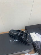 CHANEL DAD SANDAL IN BLACK LAMBSKIN MULE