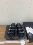 CHANEL DAD SANDAL IN BLACK LAMBSKIN MULE
