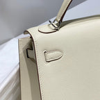 HERMES KELLY 25CM IN NATA EPSOM CALFSKIN SILVER HARDWARE