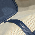 HERMES GARDEN PARTY 36 IN NAVY CREAM TOILE H CANVAS BLUE MARINE CALFSKIN ABSTRACT BEAR FACE PRINT