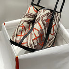 HERMES GARDEN PARTY 36 IN BEIGE ORANGE AND BROWN TOILE H CANVAS BLACK CALFSKIN HORSE TOTEM PRINT