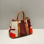 HERMES GARDEN PARTY 36 IN MULTICOLOR TOILE H CANVAS GOLD CALFSKIN ABSTRACT GEOMETRIC BLOCKS PRINT