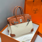 HERMES BIRKIN 30CM IN VEAU BARENIA SWIFT CALFSKIN ERCU TOILE CANVAS