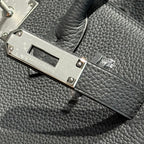 HERMES 25S BIRKIN 30 IN CHARCOAL GRAY CALFSKIN SILVER HARDWARE